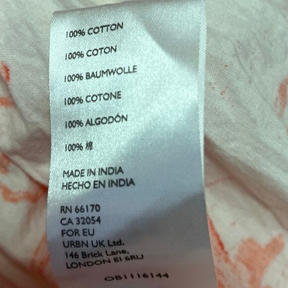 Urban Outfitters Wonderland Orange Puff Sleeve Ruffle Cutout Mini A-Line Dress L - Picture 12 of 12